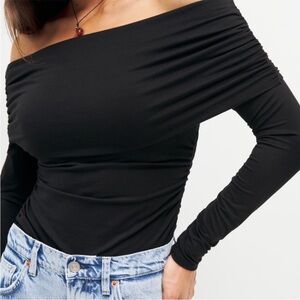 NEW Reformation Florentina Off The Shoulder Knit Top Long Sleeve Size Large